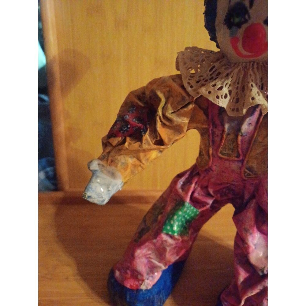 13" Vintage Large Hand Made Paper Mache Standing Clown - Picture 7 of 10